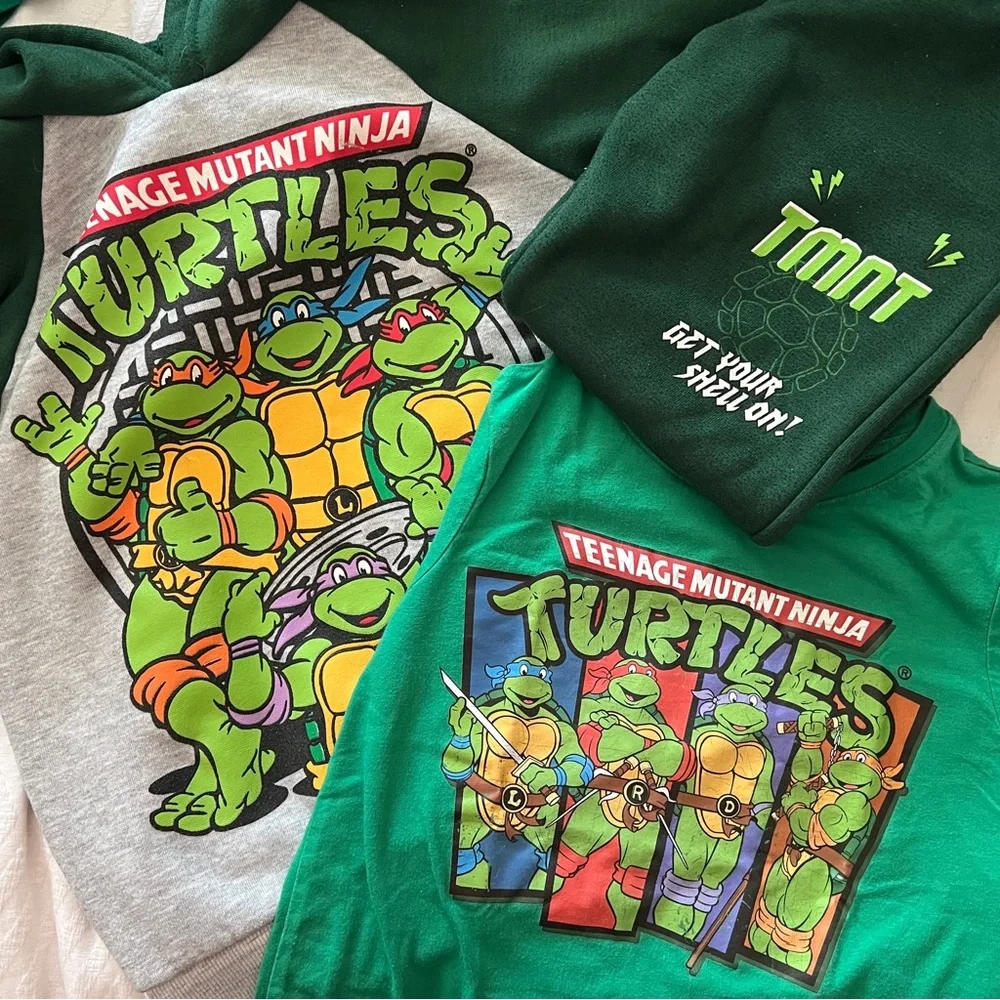 Nickelodeon TMNT Green and Gray Sweatshirt set and t-shirt - Picture 1 of 10